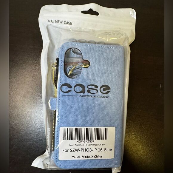 iPhone 16 6.1” Case Wallet Case Floral Wristlet Blue Card Holder Phone FC7 - Picture 2 of 8